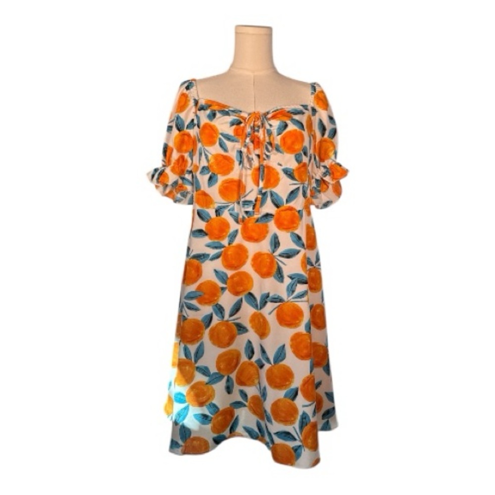 SHEIN‎ Vibrant Blue and Orange Floral Blouse